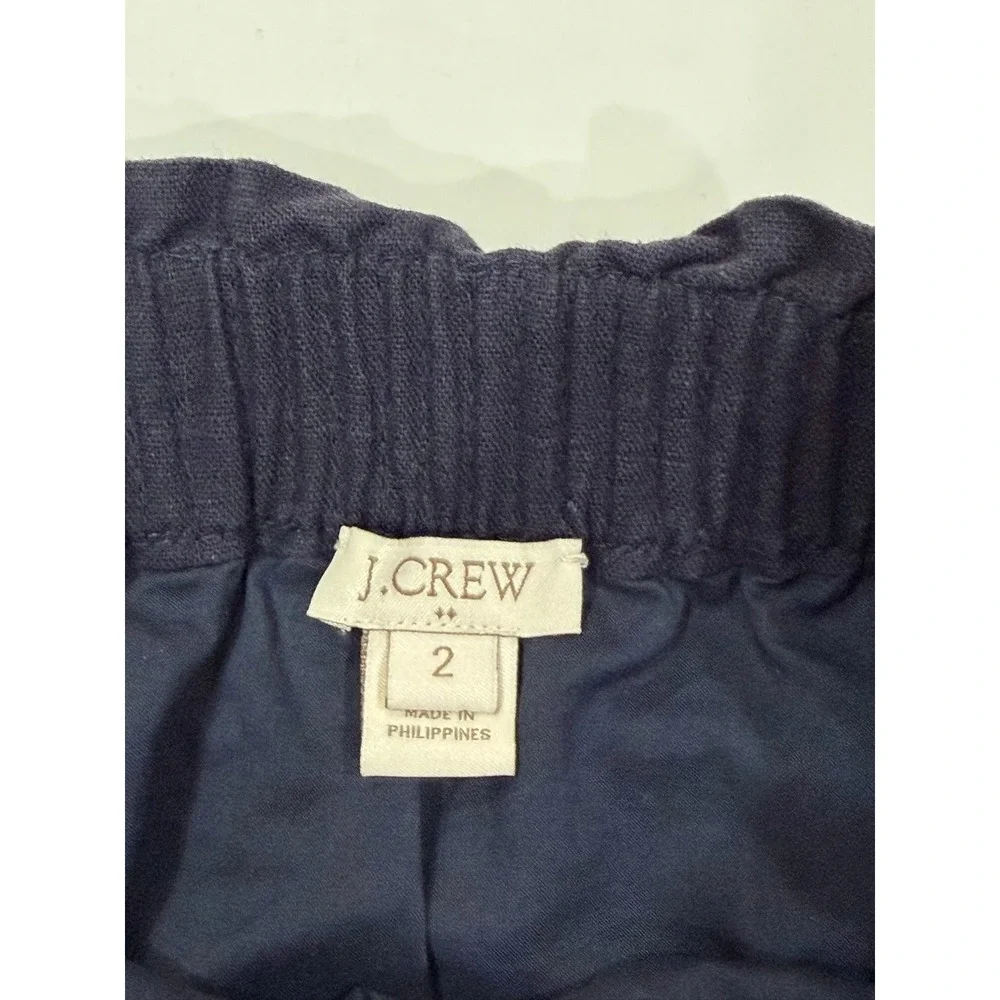 J.Crew Navy Blue Linen Cotton Blend Paperbag Waist Mini Skirt 2 41575